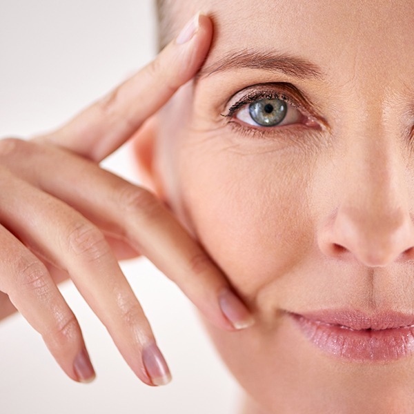 Closeup studio portrait of an attractive mature woman.