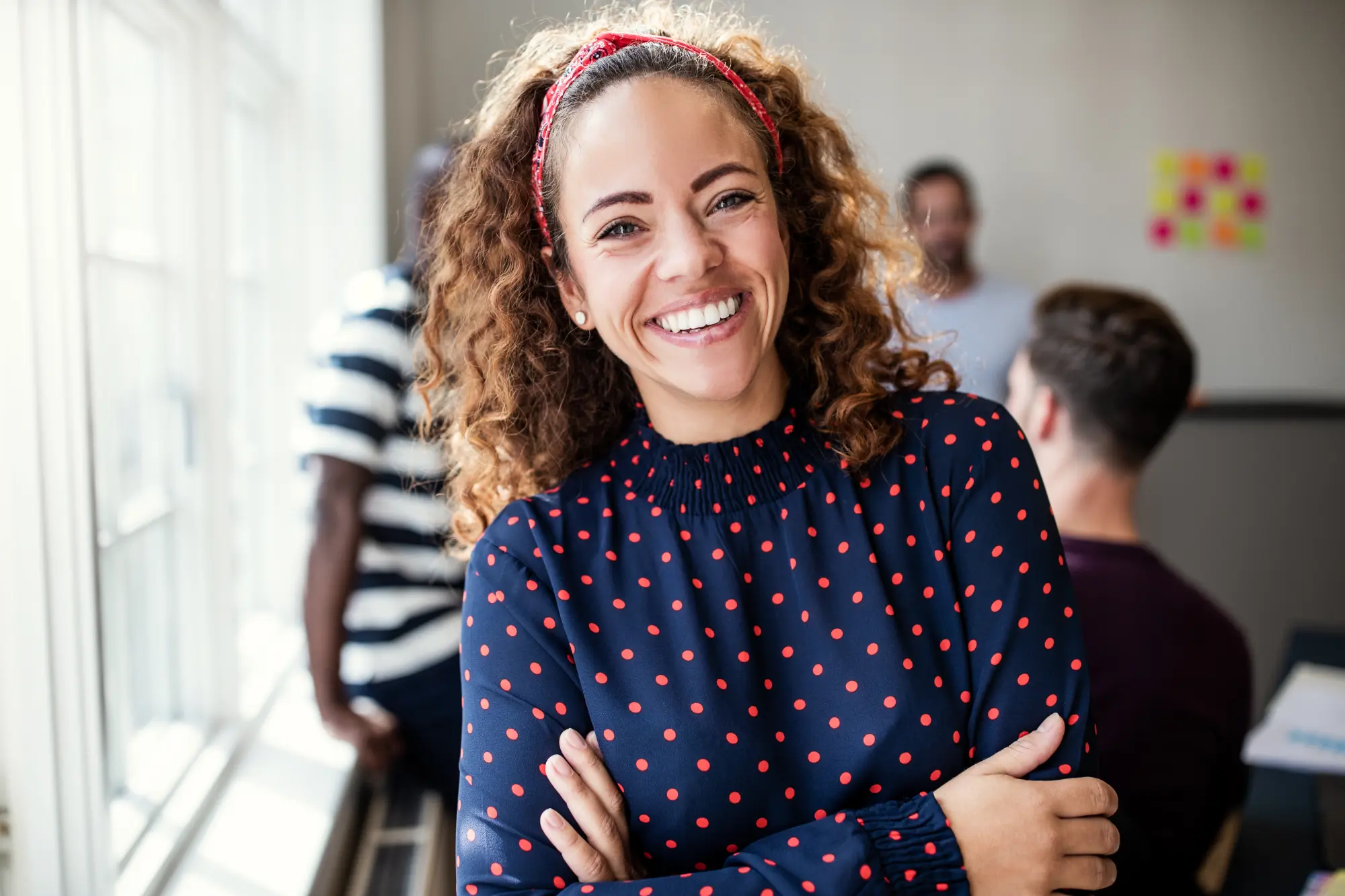 A smiling female.