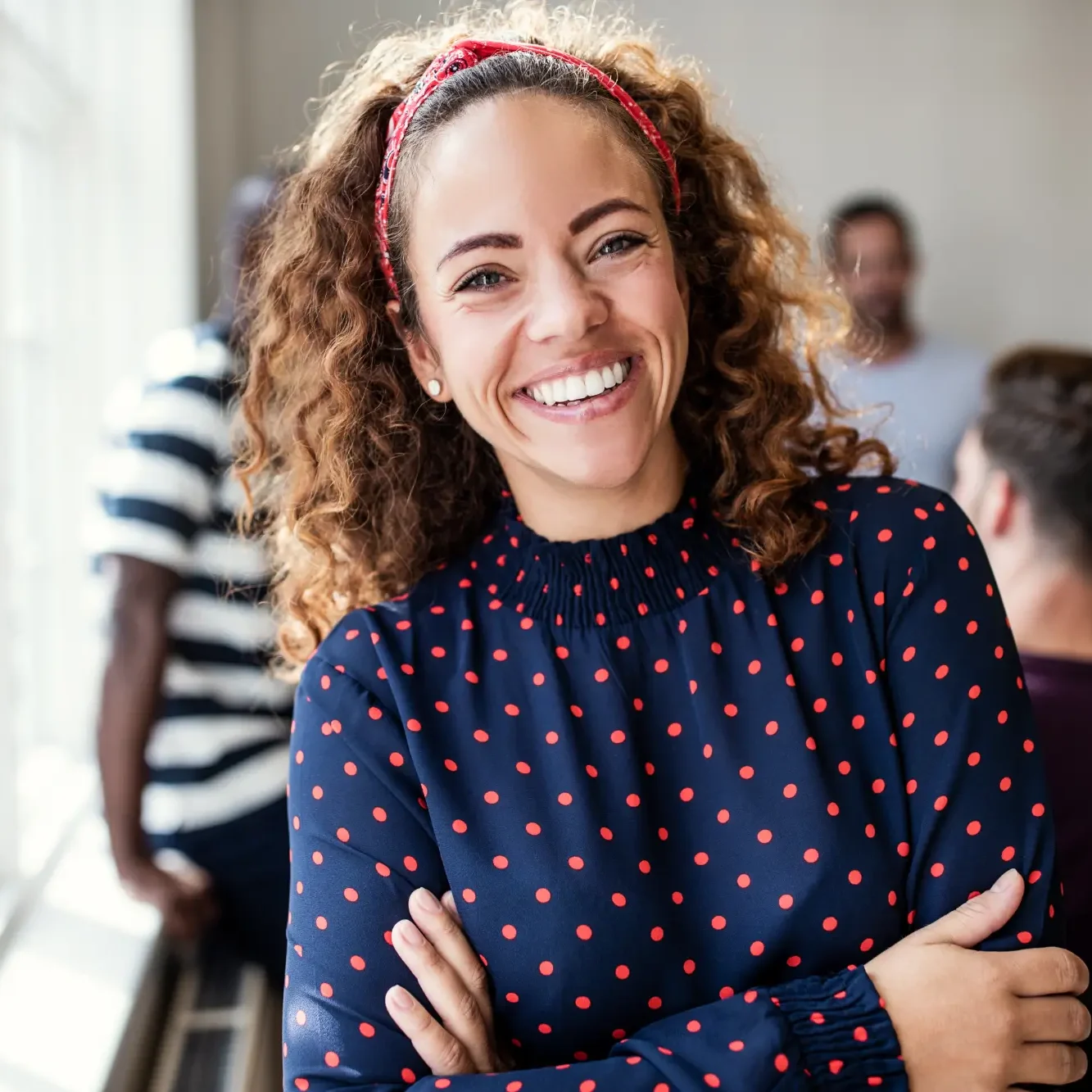 A smiling female.